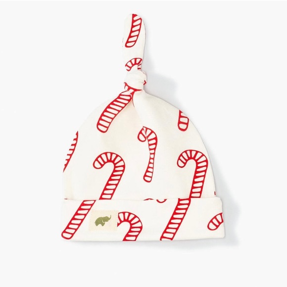 Monica & Andy Top Knot Cap, Newborn Hat, Candy Cane Christmas🎄 - Picture 1 of 3